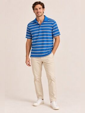 Nike Men’s Blue Striped Short Sleeve Golf Polo Size XL